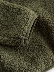 Olive Green Placket Borg Fleece Top (3-16yrs) - Image 4 of 4