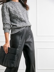 Joanna Hope PU Wide Leg Black Trousers - Image 3 of 4