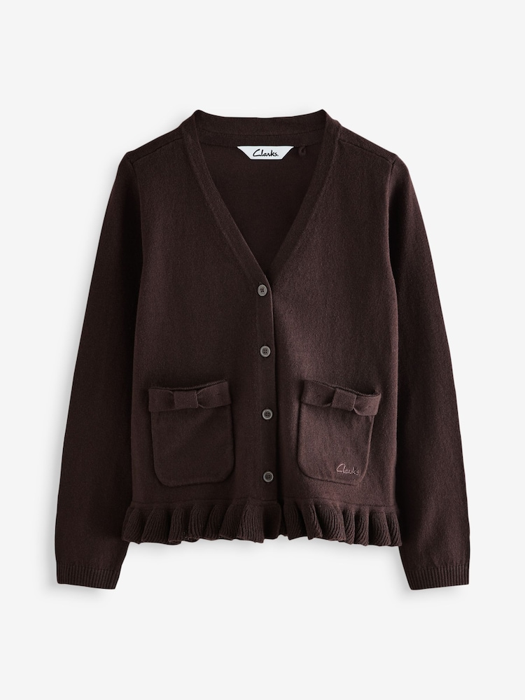 Clarks Brown Girls Bow Knitted School Cardigans 2 Pack - Image 2 of 6