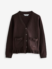 Clarks Brown Girls Bow Knitted School Cardigans 2 Pack - Image 3 of 6