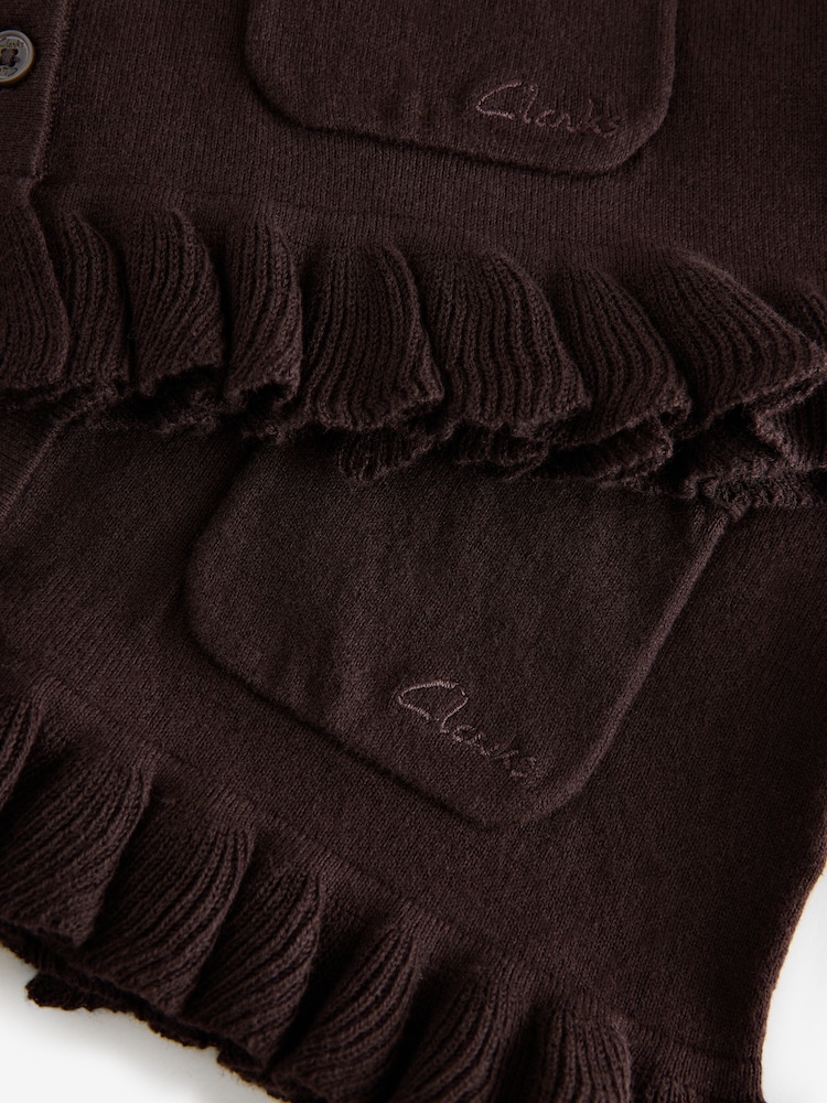 Clarks Brown Girls Bow Knitted School Cardigans 2 Pack - Image 6 of 6