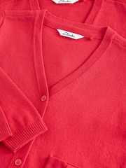 Clarks Red Girls Bow Knitted School Cardigans 2 Pack - Image 6 of 6