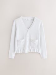 Clarks White Girls Bow Knitted School Cardigans 2 Pack - Image 4 of 8