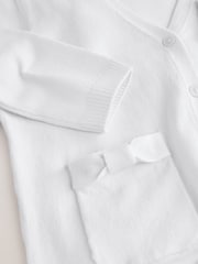 Clarks White Girls Bow Knitted School Cardigans 2 Pack - Image 6 of 8