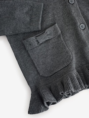 Clarks Grey Girls Bow Knitted School Cardigans 2 Pack - Image 8 of 9