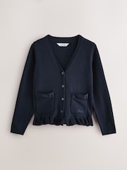 Clarks Navy Girls Bow Knitted School Cardigans 2 Pack - Image 4 of 7