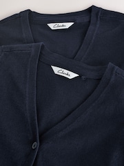 Clarks Navy Girls Bow Knitted School Cardigans 2 Pack - Image 5 of 7