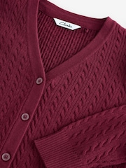 Clarks Burgundy Red Girls Cable Knit Frill School Cardigan - Image 12 of 14