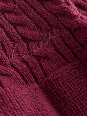 Clarks Burgundy Red Girls Cable Knit Frill School Cardigan - Image 13 of 14