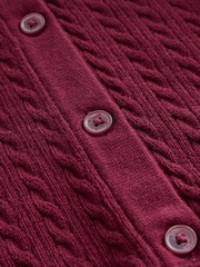Clarks Burgundy Red Girls Cable Knit Frill School Cardigan - Image 14 of 14