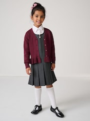 Clarks Burgundy Red Girls Cable Knit Frill School Cardigan - Image 3 of 14