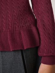 Clarks Burgundy Red Girls Cable Knit Frill School Cardigan - Image 5 of 14