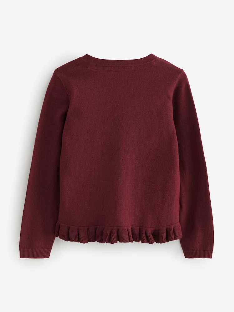 Clarks Burgundy Red Bow Knitted School Cardigans 2 Pack - Image 2 of 4