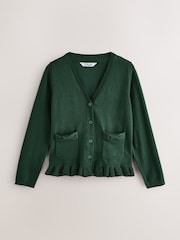 Clarks Green Girls Bow Knitted School Cardigans 2 Pack - Image 2 of 7