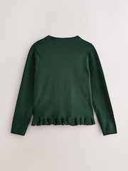 Clarks Green Girls Bow Knitted School Cardigans 2 Pack - Image 3 of 7