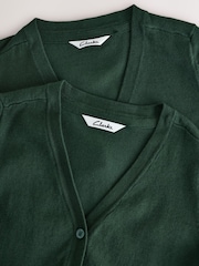 Clarks Green Girls Bow Knitted School Cardigans 2 Pack - Image 5 of 7