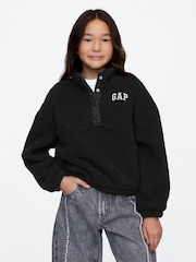 Gap Black Quarter-Snap Sherpa Fleece (4-13yrs) - Image 1 of 4