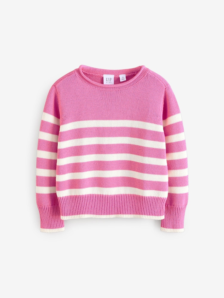 Gap Pink Stripe Knit Jumper (4-13yrs) - Image 1 of 4 Gap Pink Stripe Knit Jumper (4-13yrs) - Image 1 of 4