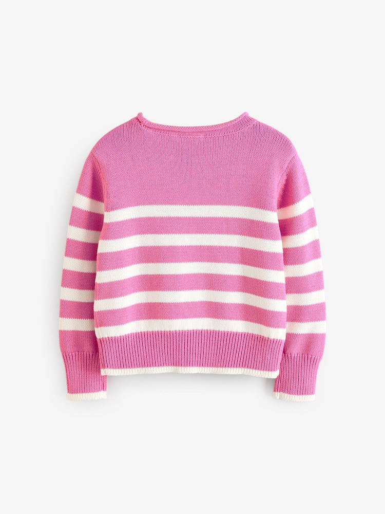 Gap Pink Stripe Knit Jumper (4-13yrs) - Image 2 of 4 Gap Pink Stripe Knit Jumper (4-13yrs) - Image 2 of 4