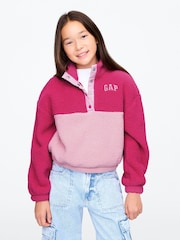Gap Pink Quarter-Snap Sherpa Fleece (4-13yrs) - Image 1 of 4