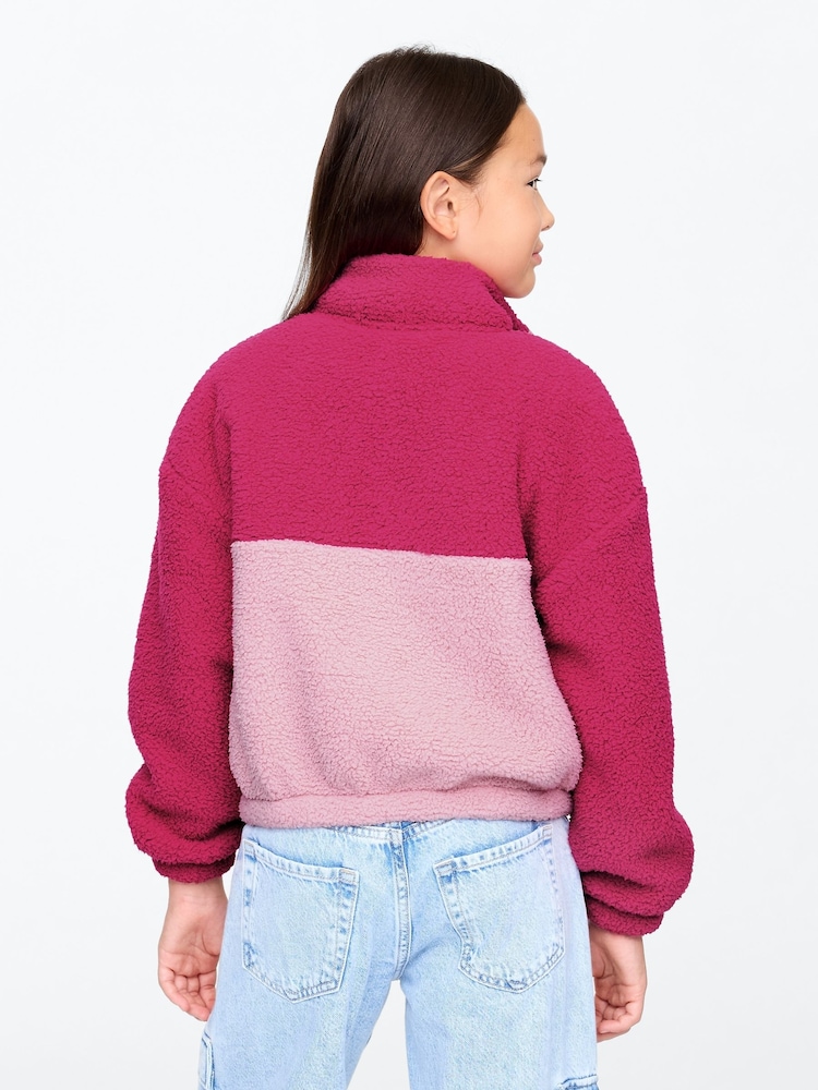 Gap Pink Quarter-Snap Sherpa Fleece (4-13yrs) - Image 2 of 4
