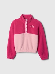 Gap Pink Quarter-Snap Sherpa Fleece (4-13yrs) - Image 3 of 4