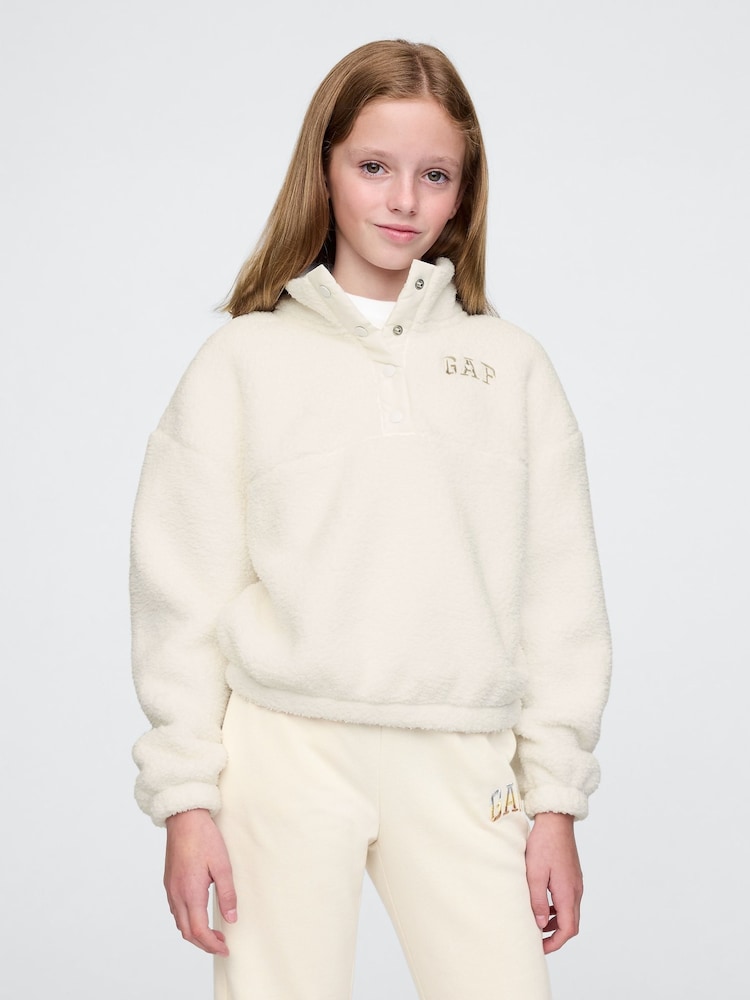 Gap White Quarter-Snap Sherpa Fleece (4-13yrs) - Image 1 of 5