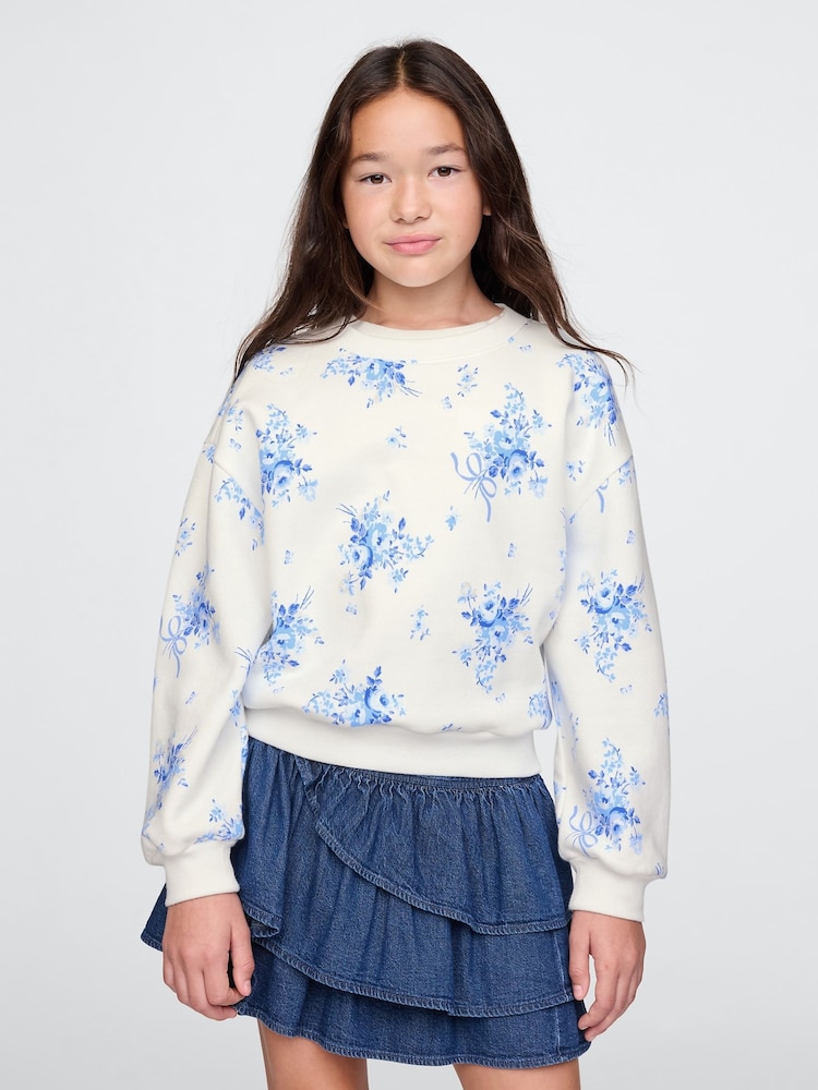 Gap White Floral Vintage Soft Dolman Sweatshirt (4-13yrs) - Image 1 of 5