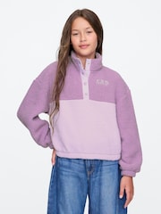 Morado - Polar de sherpa con cremallera corta con botones de Gap (4-13 años) - Imagen 1 de 4