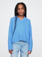 Gap Blue CashSoft Oversized V-Neck Jumper - Image 1 of 6