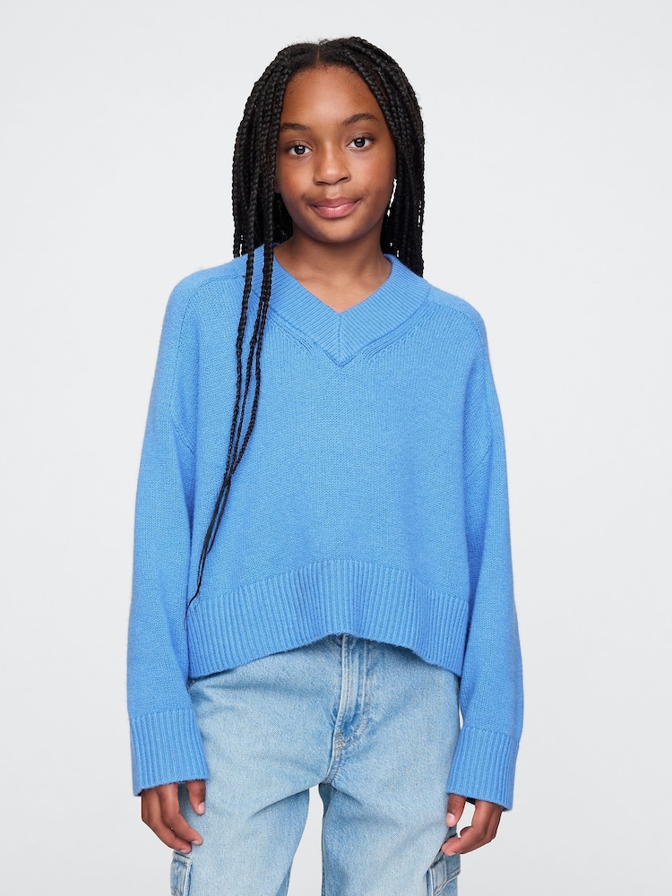 Gap Blue CashSoft Oversized V-Neck Jumper - Image 1 of 6