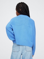 Gap Blue CashSoft Oversized V-Neck Jumper - Image 2 of 6