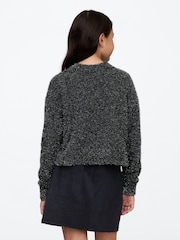 Gap Black Fuzzy Metallic Crew Neck Jumper - Image 2 of 5