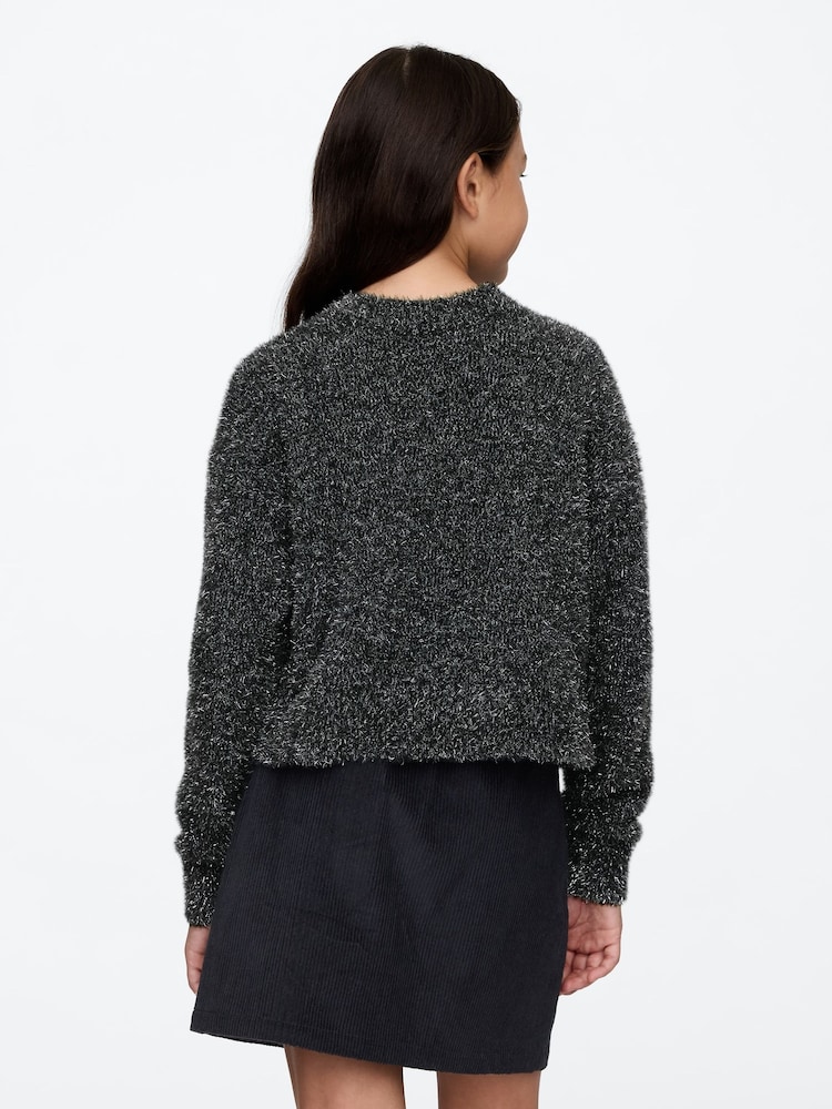 Gap Black Fuzzy Metallic Crew Neck Jumper - Image 2 of 5