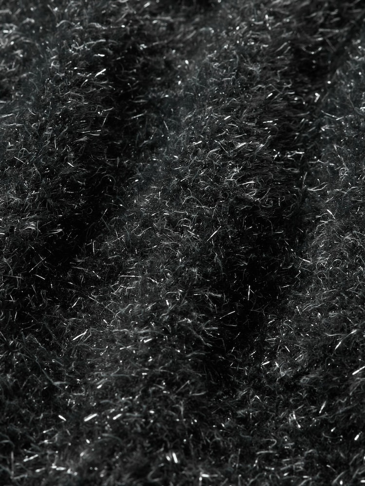 Gap Black Fuzzy Metallic Crew Neck Jumper - Image 5 of 5