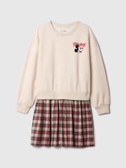 Gap Cream Mickey Mouse Disney 2-in-1 Vintage Soft Sweatshirt Dress (4-13yrs) - Image 4 of 4