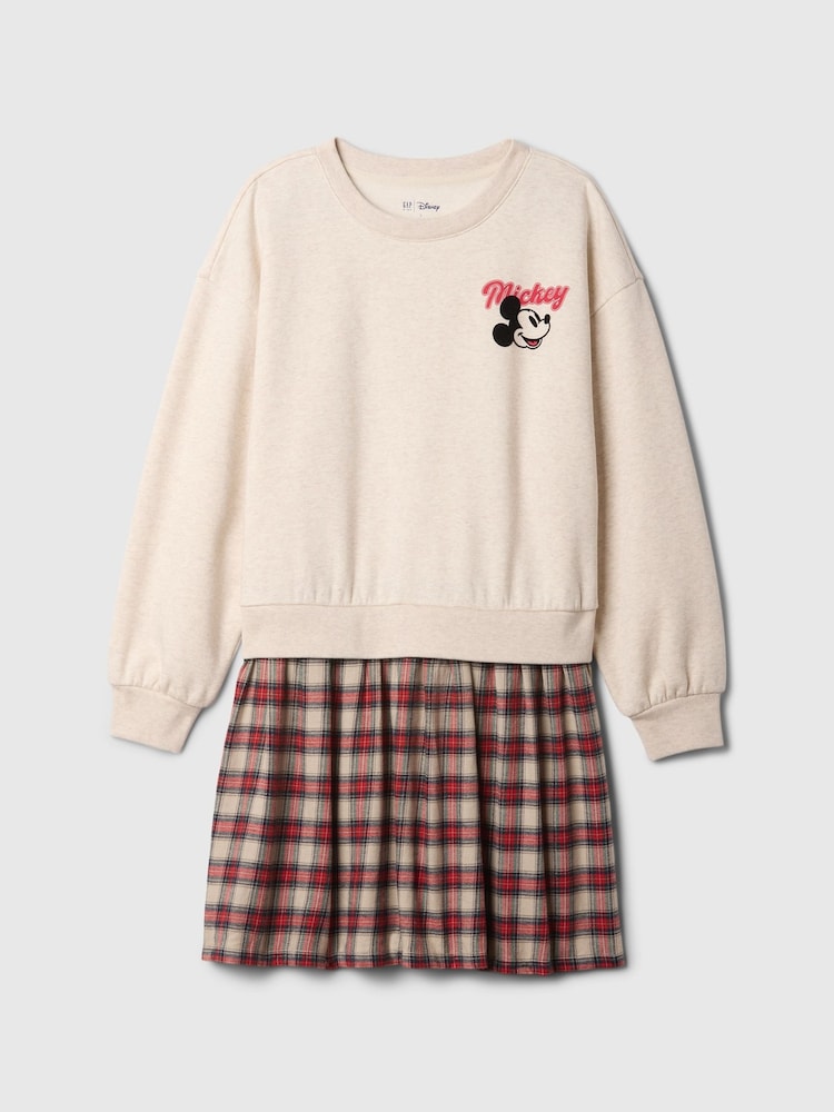 Gap Cream Mickey Mouse Disney 2-in-1 Vintage Soft Sweatshirt Dress (4-13yrs) - Image 4 of 4