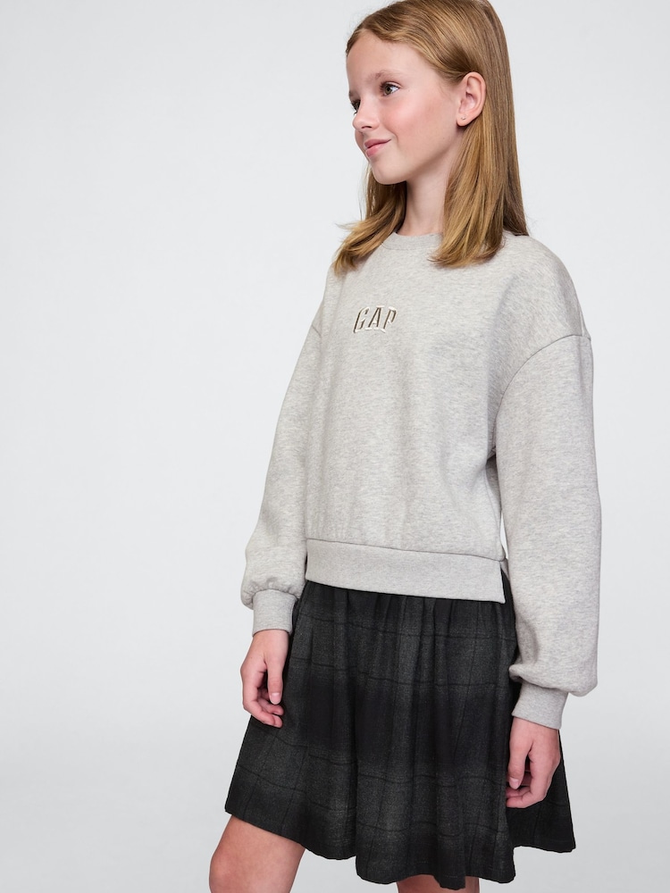 Gap Grey & Black Logo Oversized Vintage Soft Jumper Dress (4-13yrs) - Image 1 of 4