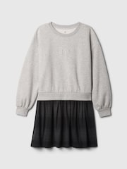 Gap Grey & Black Logo Oversized Vintage Soft Jumper Dress (4-13yrs) - Image 4 of 4