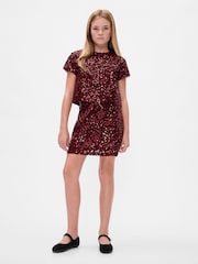 Gap Red Sequin Velvet Mini Skirt (5-13yrs) - Image 1 of 4