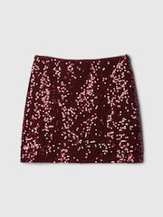 Gap Red Sequin Velvet Mini Skirt (5-13yrs) - Image 3 of 4
