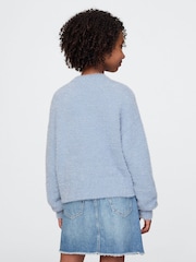 Gap Blue Fuzzy Metallic Crew Neck Jumper - Image 2 of 5