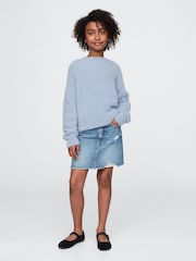 Gap Blue Fuzzy Metallic Crew Neck Jumper - Image 3 of 5