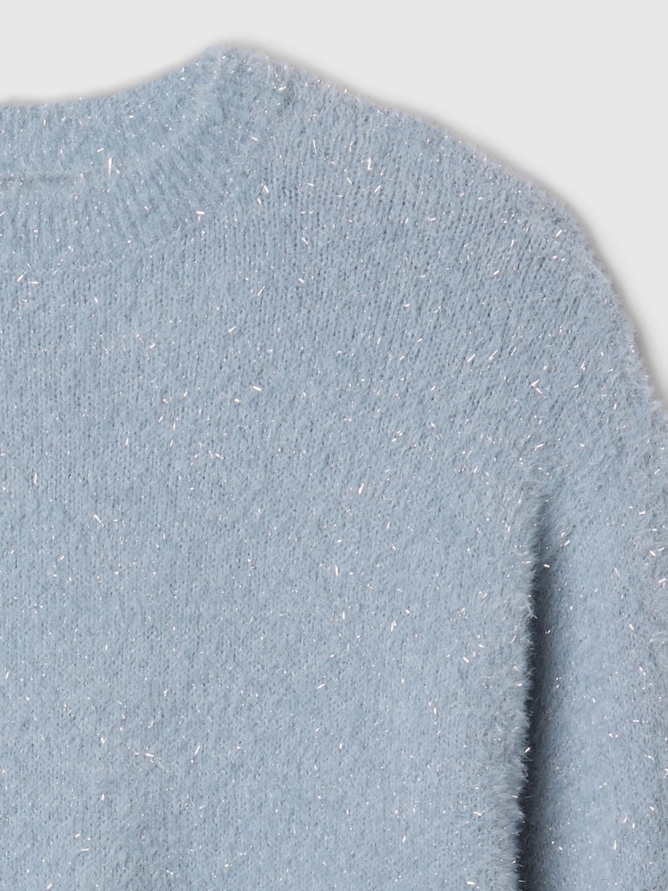 Gap Blue Fuzzy Metallic Crew Neck Jumper - Image 5 of 5
