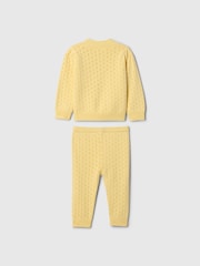 Gap Butter Yellow Cotton Pointelle Puff Sleeve Jumper & Leggings Set (Newborn-24mths) - Image 2 of 2