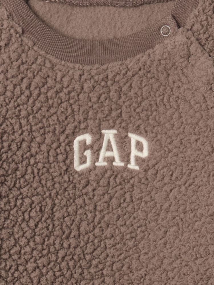 Gap Brown Logo Sherpa One-Piece (Newborn-24mths) - Image 3 of 3 Gap Brown Logo Sherpa One-Piece (Newborn-24mths) - Image 3 of 3