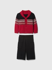 Gap Red Fair Isle Cardigan and Cargo Joggers Set (Newborn-24mths) - Image 1 of 3