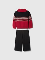 Gap Red Fair Isle Cardigan and Cargo Joggers Set (Newborn-24mths) - Image 2 of 3