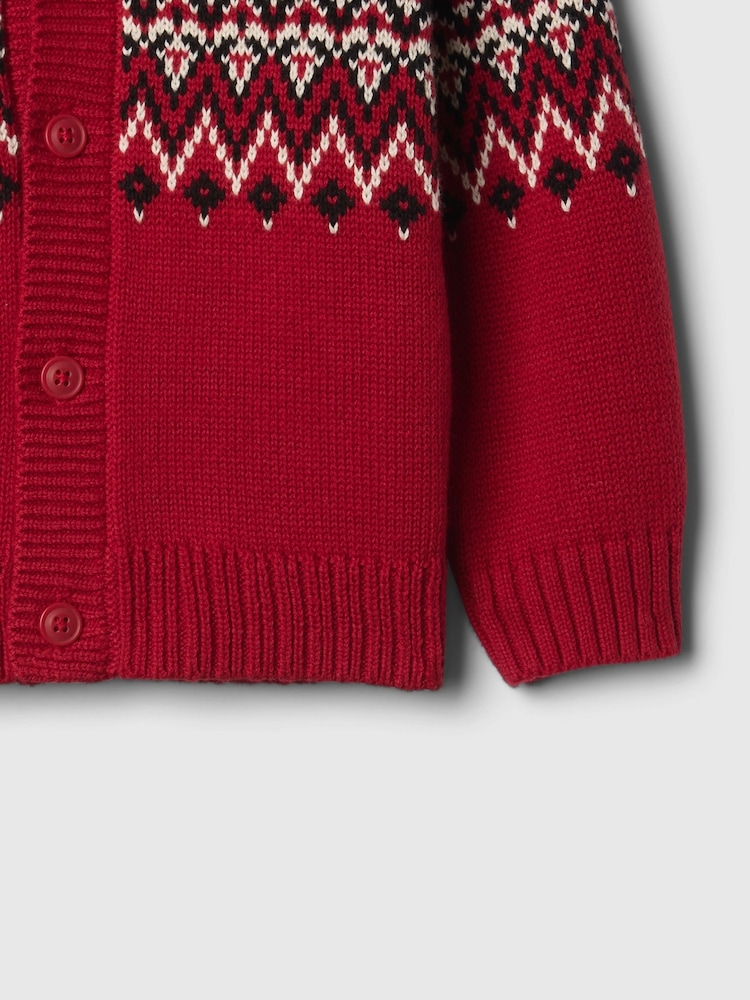 Gap Red Fair Isle Cardigan and Cargo Joggers Set (Newborn-24mths) - Image 3 of 3
