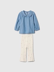 Gap Blue Long Sleeve Ruffle Top and Leggings Set (Newborn-24mths) - Image 1 of 3